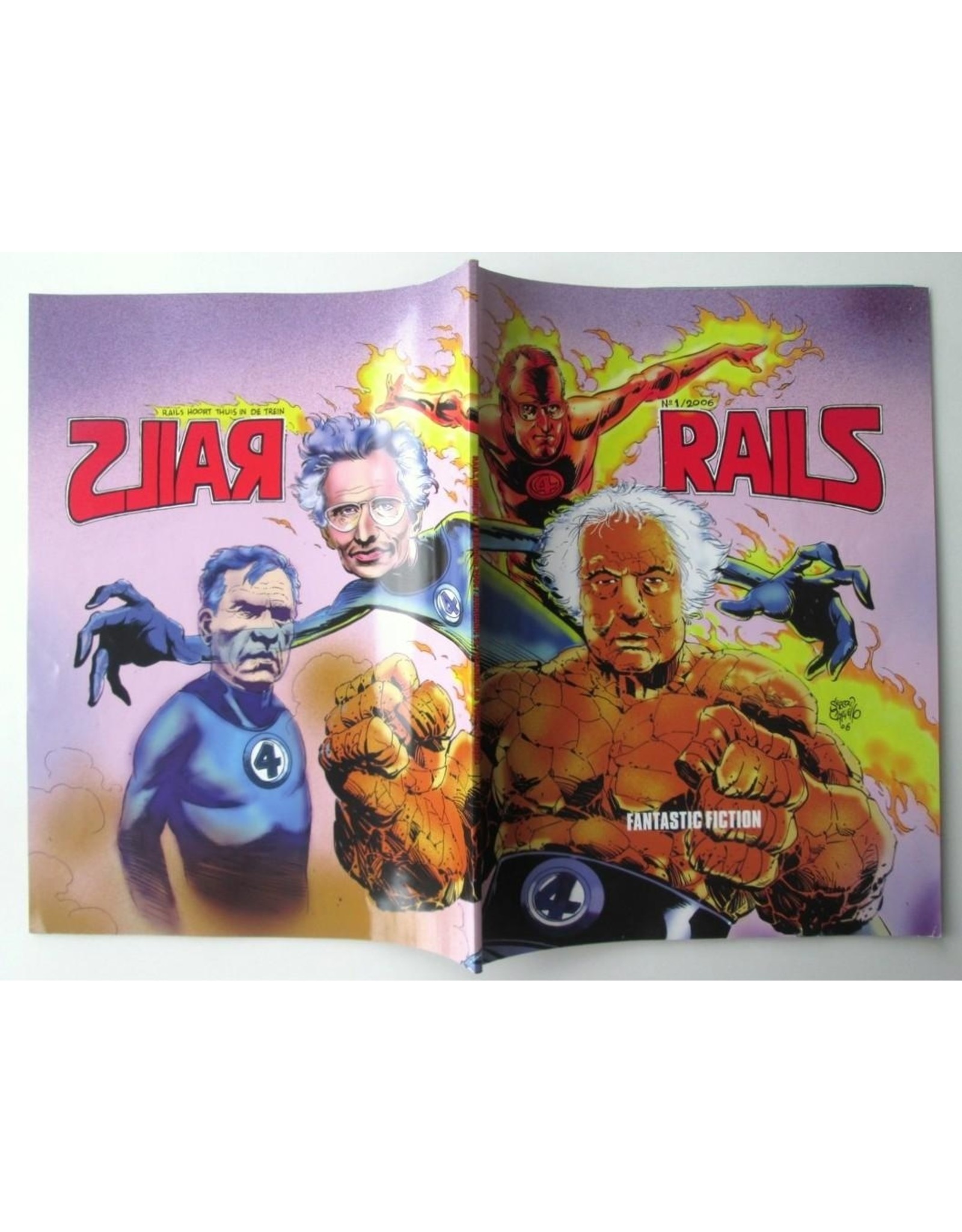 Jan Wolkers als The Thing van The Fantastic Four [op de cover van] RAILS [maandblad] Jrg. 55 Nr. 1 Februari 2006