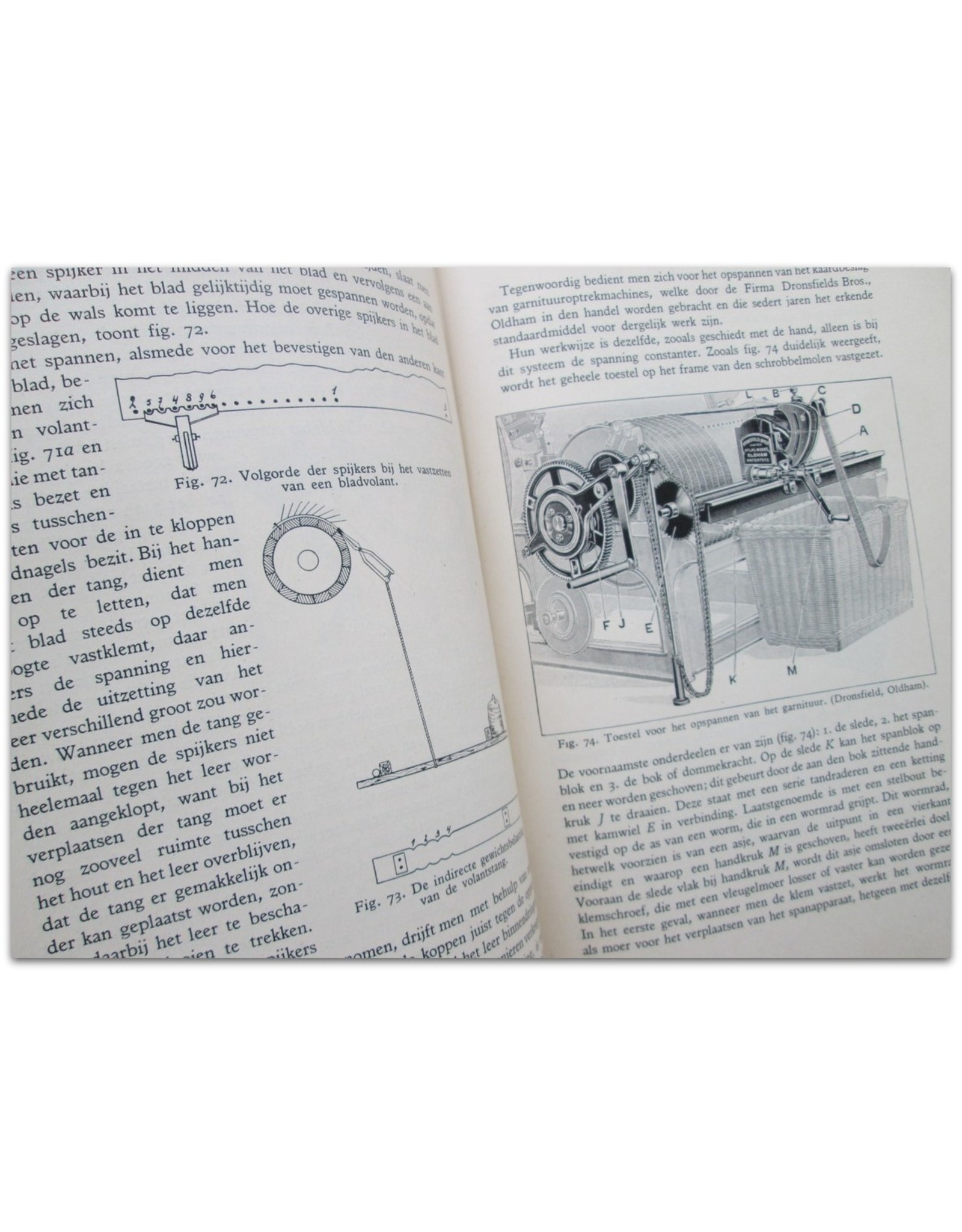 W.H. de Sonnaville - De Strijkgarenspinnerij: Beschrijving der werktuigen. Met 218 Fig. in den tekst en 14 Fig. op 6 uitslaande platen
