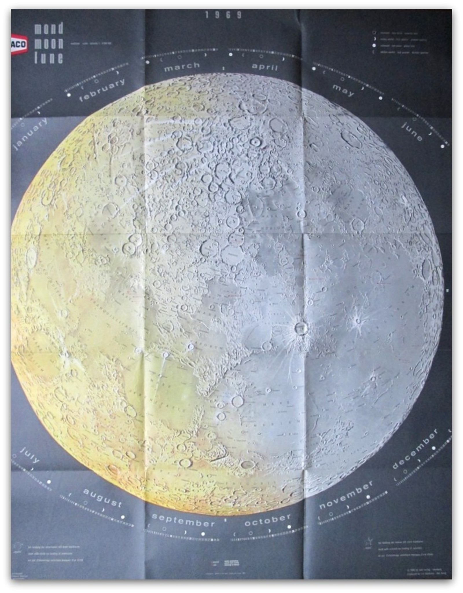 Dr. F. Hölzel - Texaco [Moon Map] Mond / Moon / Lune. Maßstab / Scale / Échelle 1 : 4.000.000