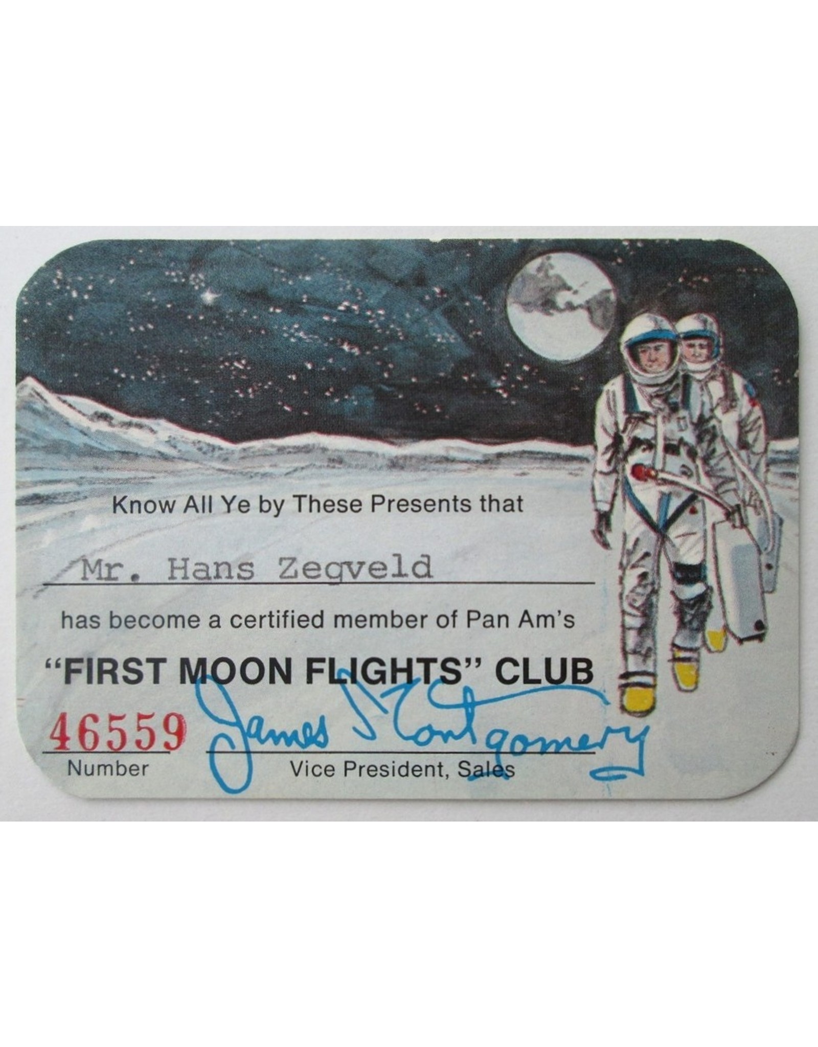 James Montgomery - Pan Am's First Moon Flights Club [lidmaatschapskaart]