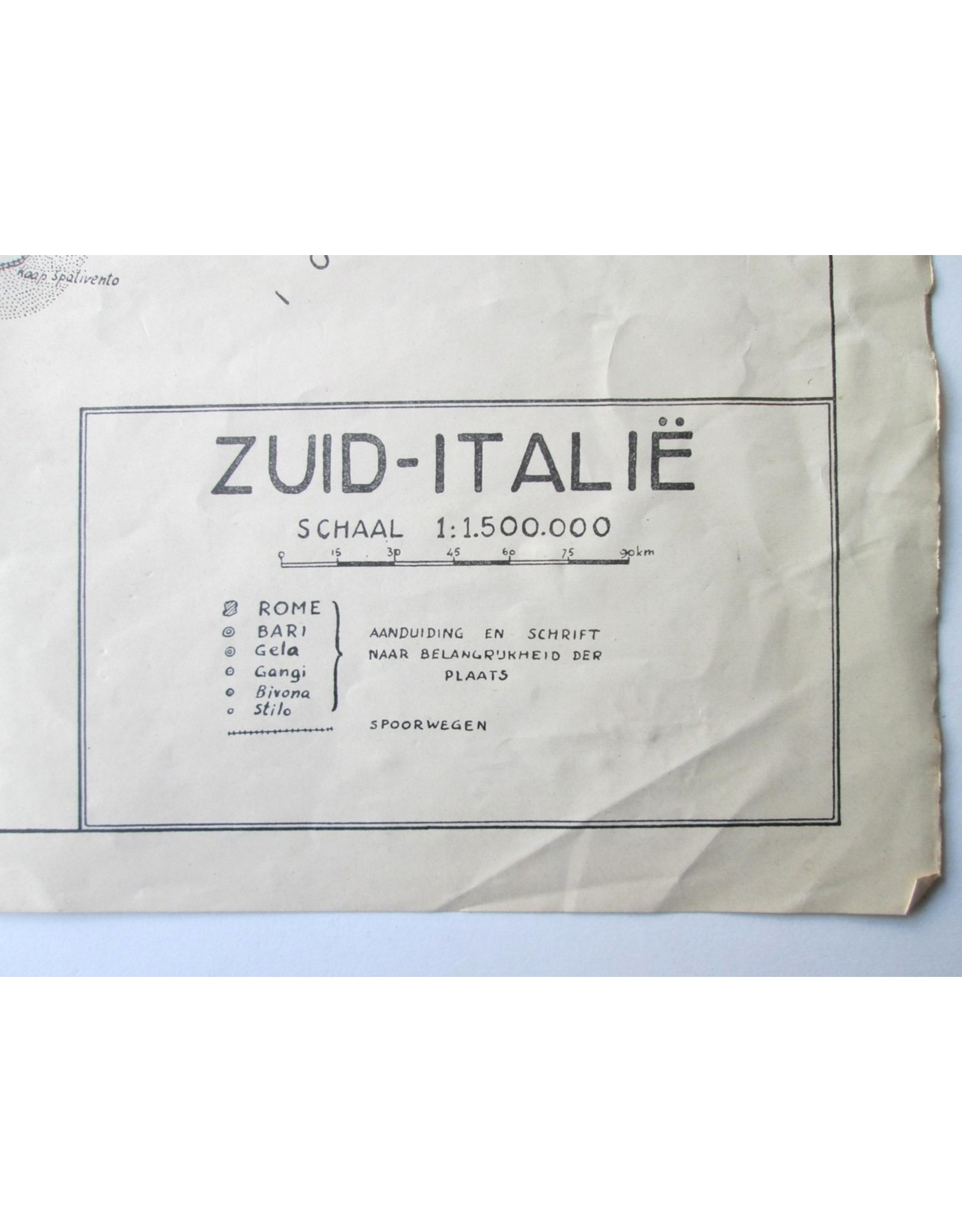 [Landkaart van] Zuid-Italië. Schaal 1:1.500.000