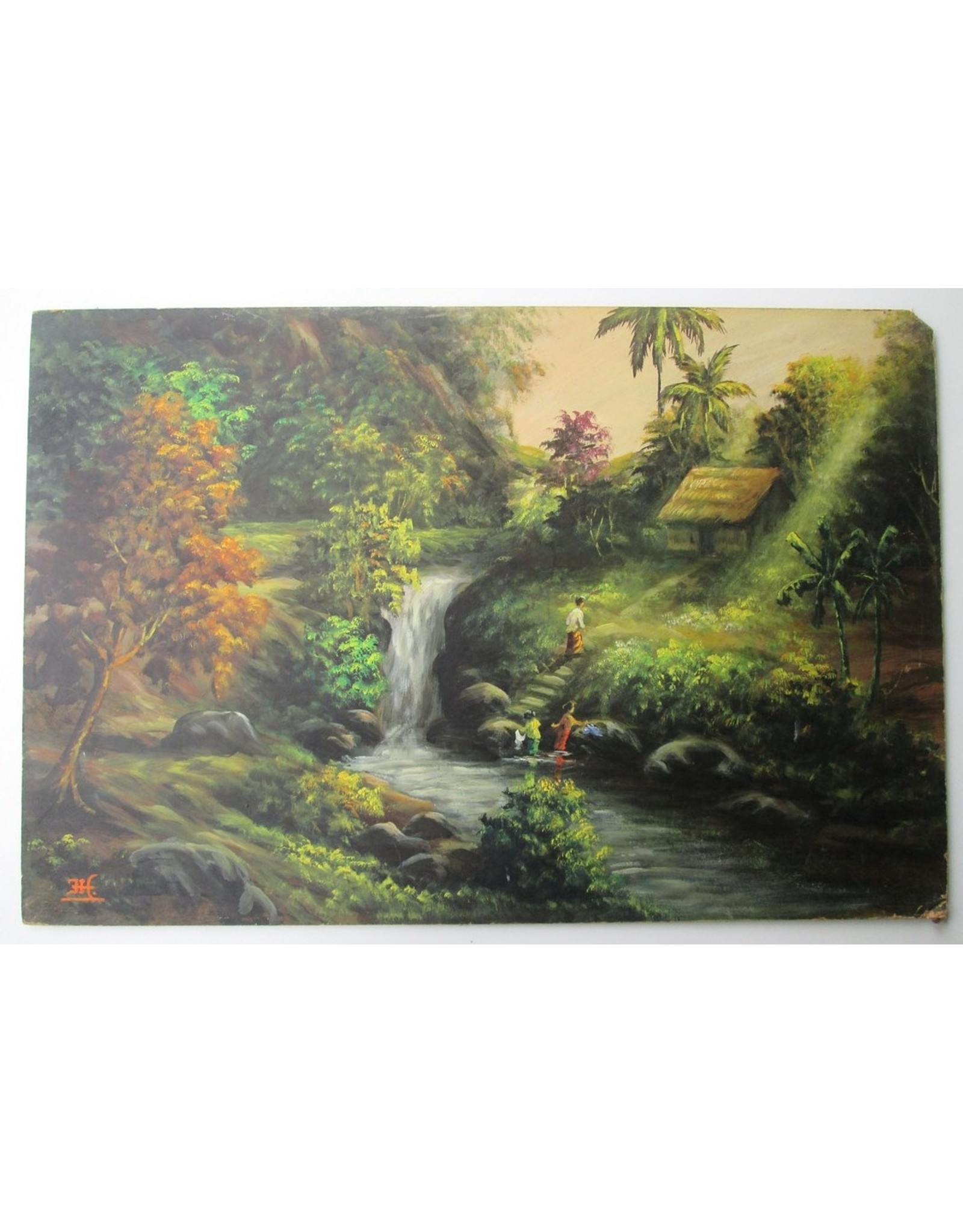 [J.H.] - [Painting: Oriental landscape with washerwomen]