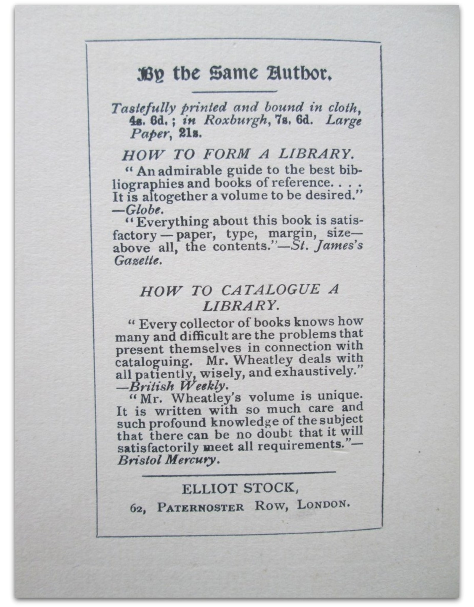 Henry B. Wheatley F.S.A. - How to Make an Index. The Book-Lover's Library