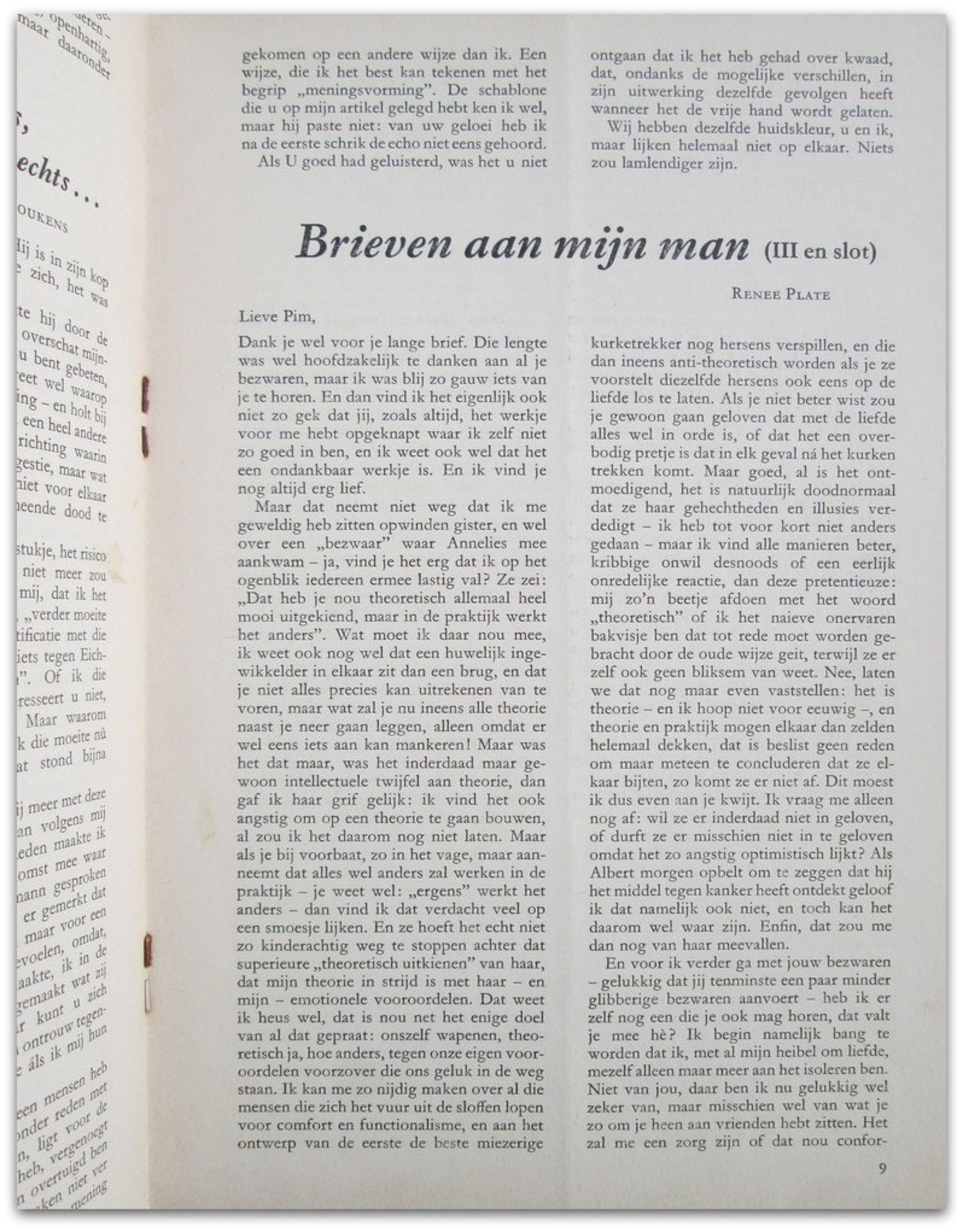 Renée Plate - Brieven aan mijn man I t/m III en slot [+ Brief aan Renée Plate in: Hollands Weekblad Nr. 133; 135; 137 en 140]