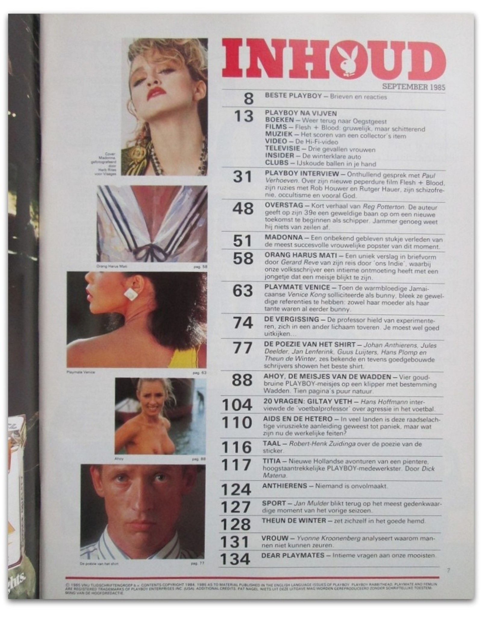 Jan Heemskerk [red.] -  Playboy Nr. 9: September. Unlike a virgin... Madonna Naakt
