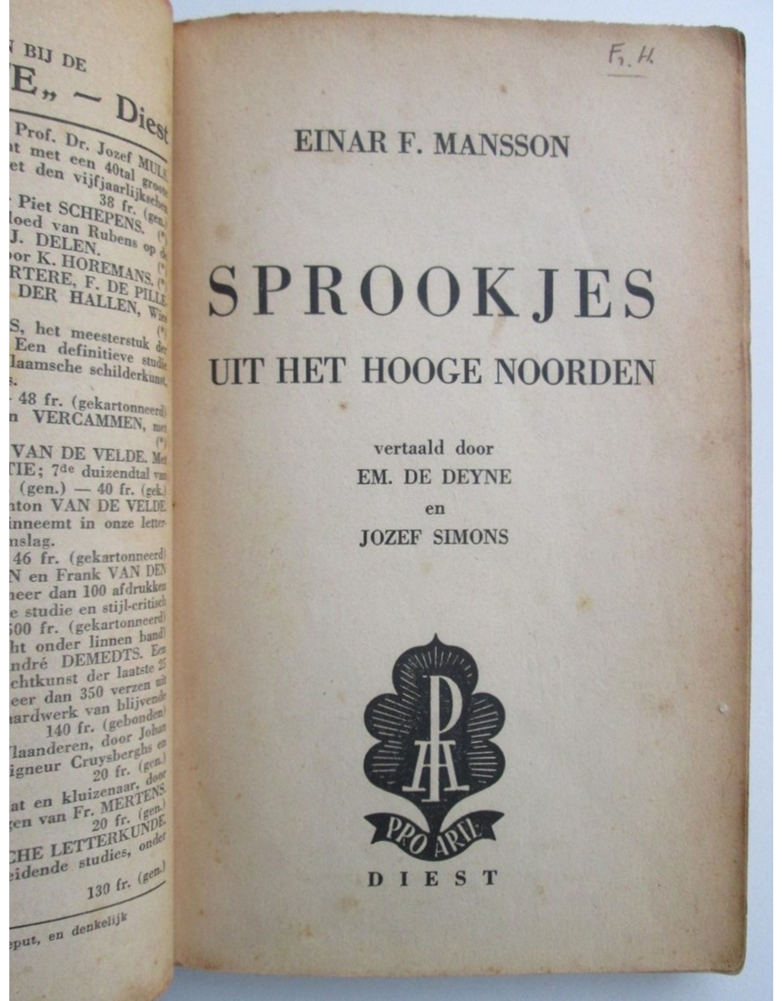 Einar F. Mansson - Sprookjes uit het Hooge Noorden. Vertaald door Em. De Deyne en Jozef Simons