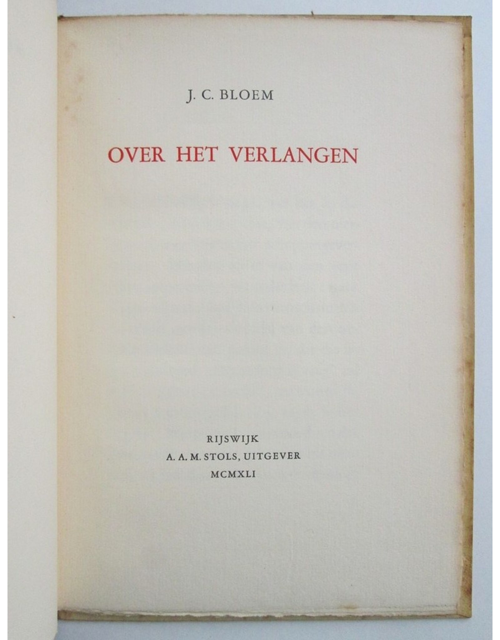 J.C. Bloem - Over het verlangen - 1941 - Arcana Cabana