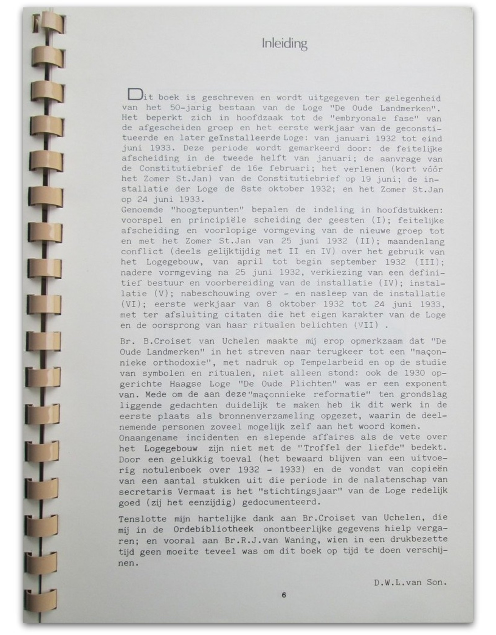 D.W.L. van Son - "De Oude Landmerken" - Het ontstaan van de tweede Loge in Arnhem: 1932-1982