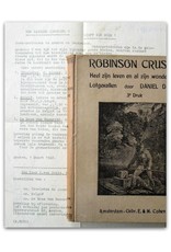 Daniel Defoe - Het leven en de vreemde wonderbare lotgevallen van Robinson Crusoe, een zeeman van York. Door hemzelven verteld. + WW2 advertising folder for Arnhem bookstore