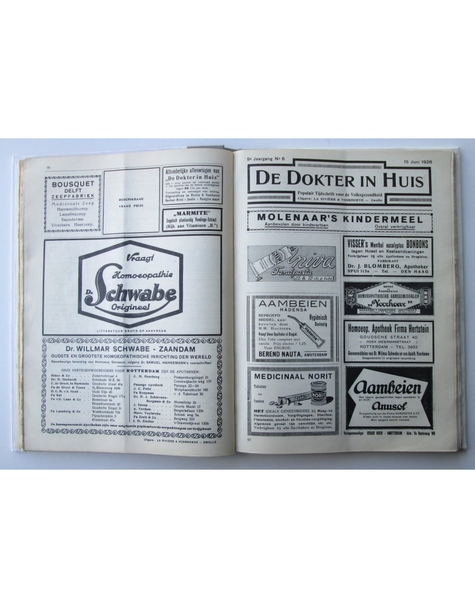 Dr. Med. J. Voorhoeve [red.] - De Dokter in Huis. Populair Tijdschrift voor de Volksgezondheid. Negende jaargang (1928)