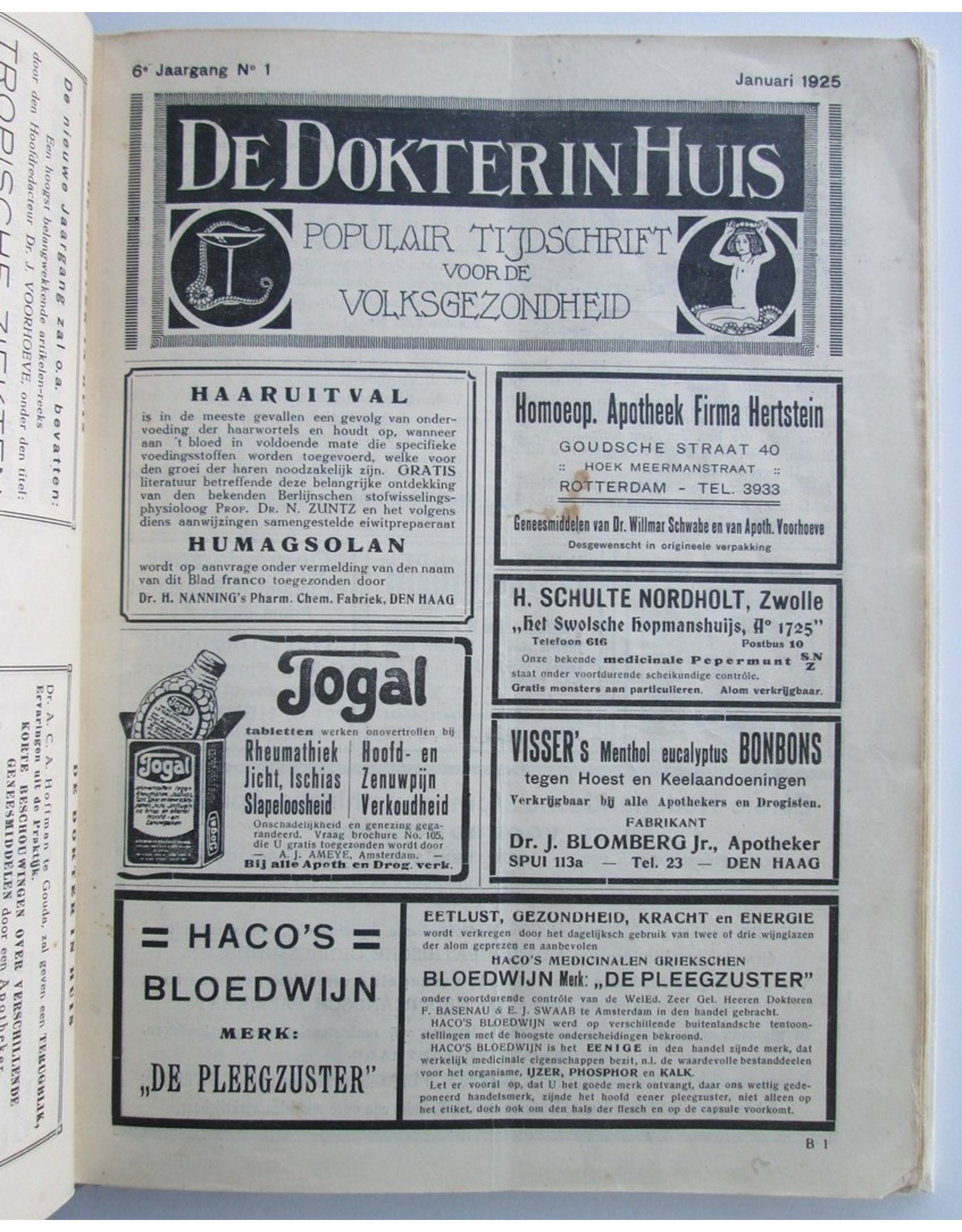 Dr. Med. J. Voorhoeve [red.] - De Dokter in Huis. Populair Tijdschrift voor de Volksgezondheid. Zesde jaargang (1925)