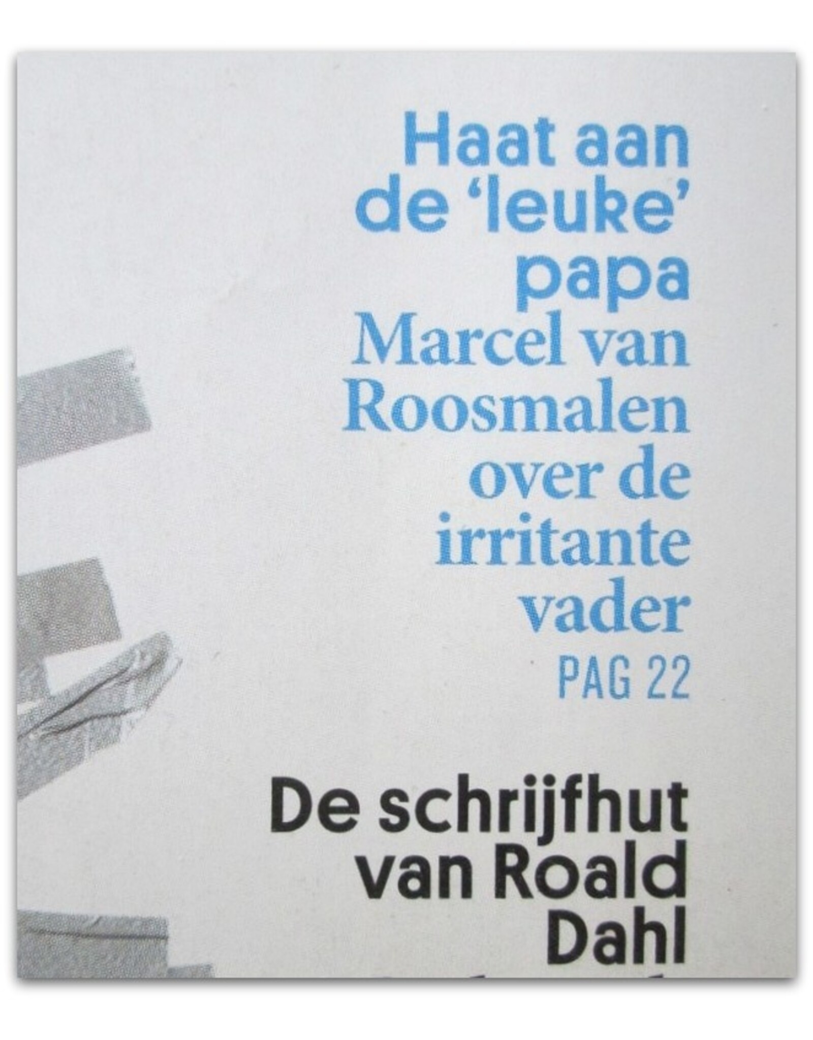 Marcel van Roosmalen - Haat aan de 'leuke' papa [in]: Volkskrant Magazine 789