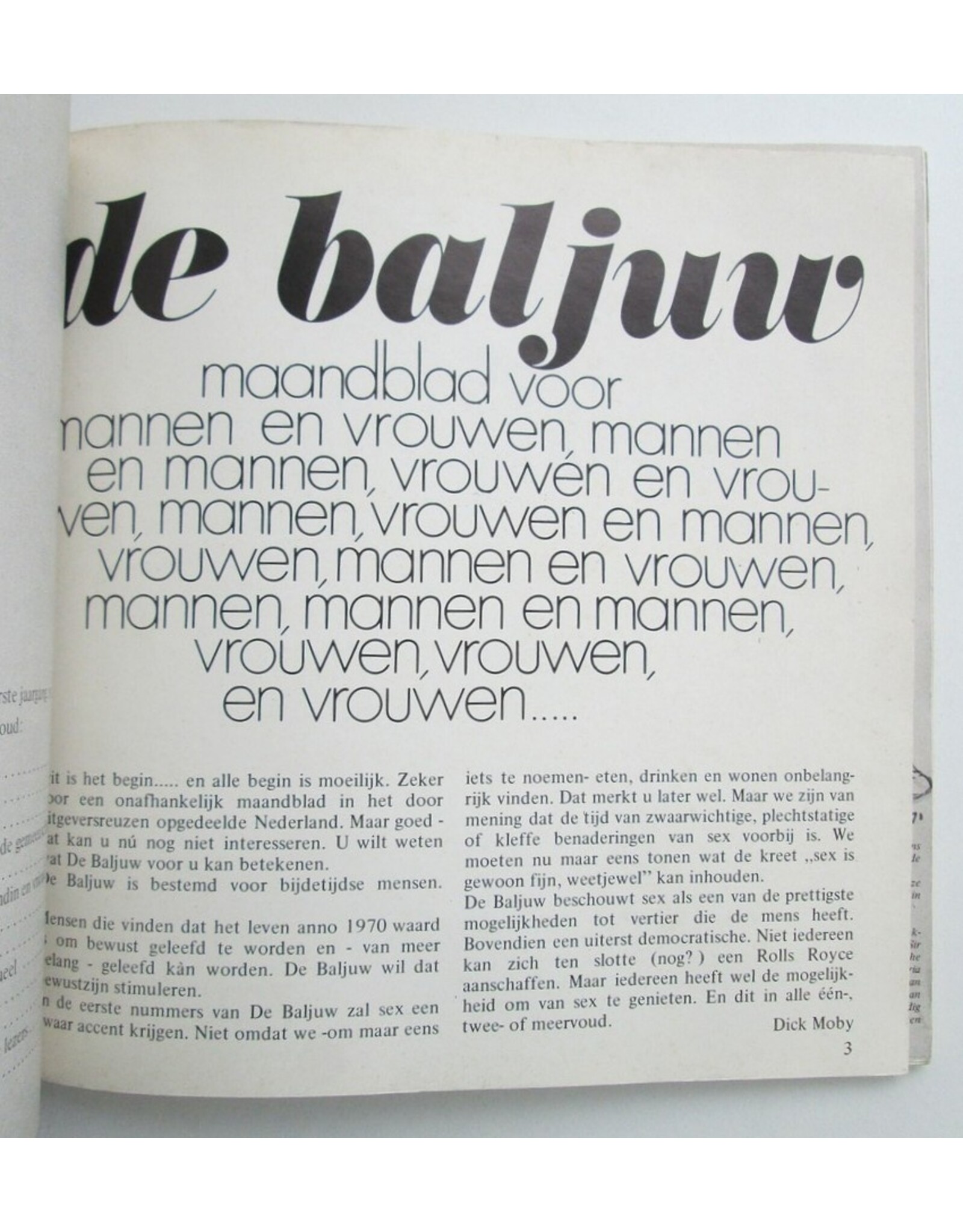 Marry de Zwaan & Dick Moby [red.] - De Baljuw. Maandblad voor mannen en vrouwen [...] 1 t/m 6