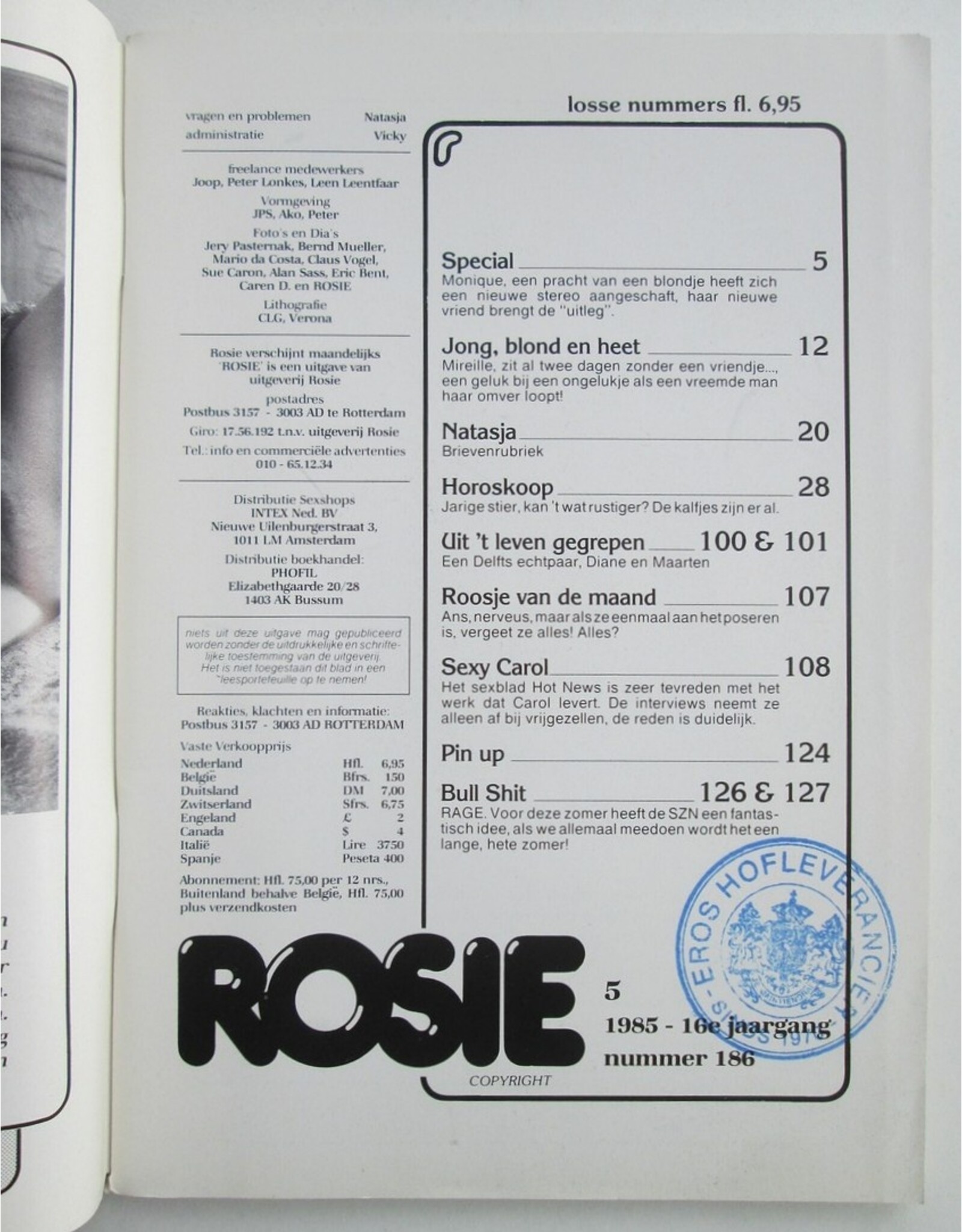 [Editors] - Rosie nummer 186 - 16e Jaargang. Het blad dat kontakten legt