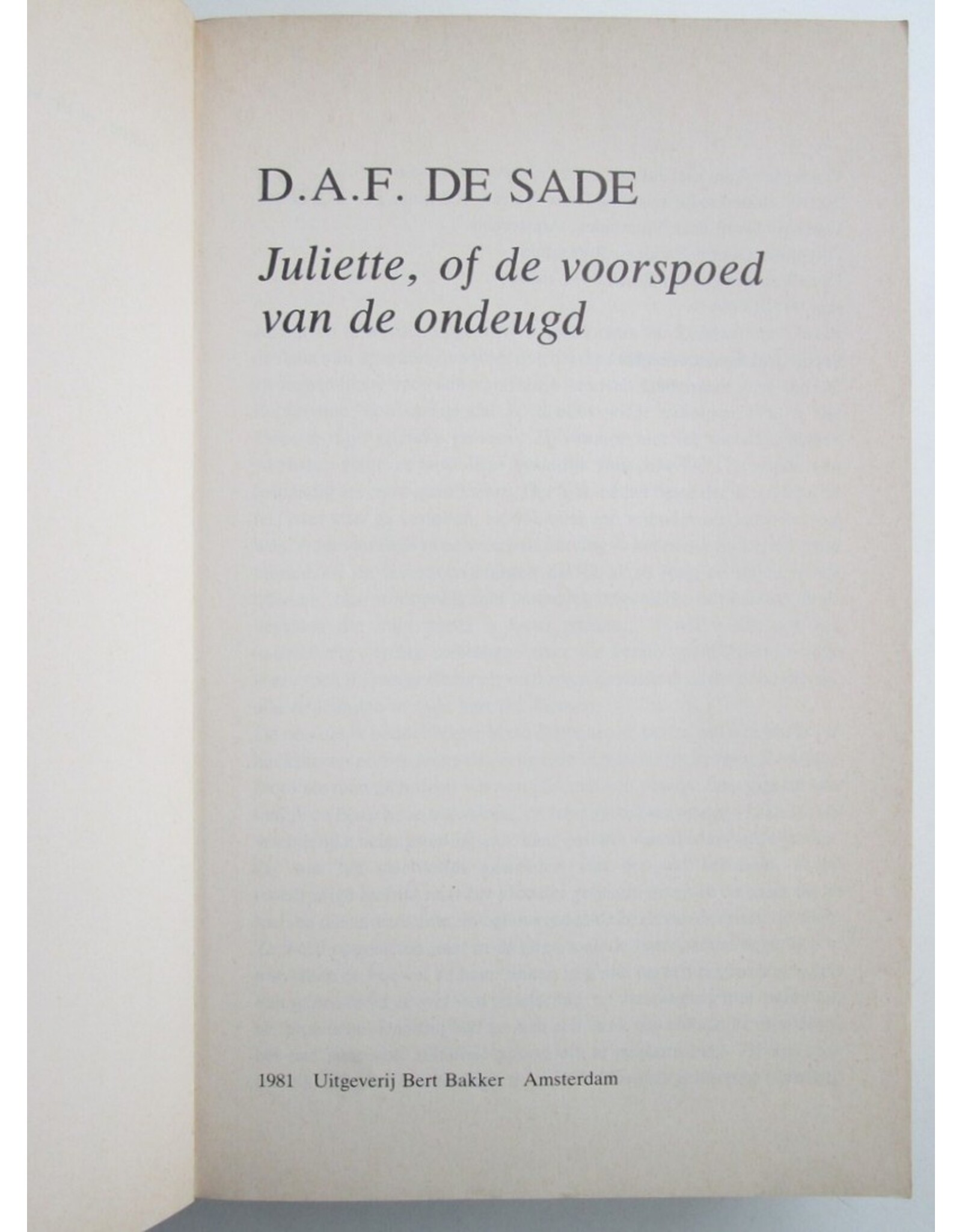 D.A.F. De Sade - Juliette, of de voorspoed van de ondeugd