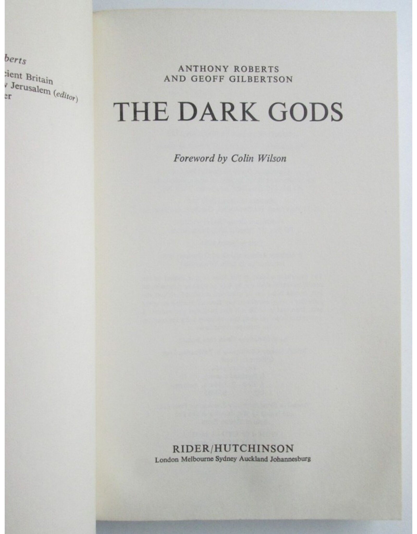 Anthony Roberts & Geoff Gilbertson - The Dark Gods. Foreword by Colin Wilson