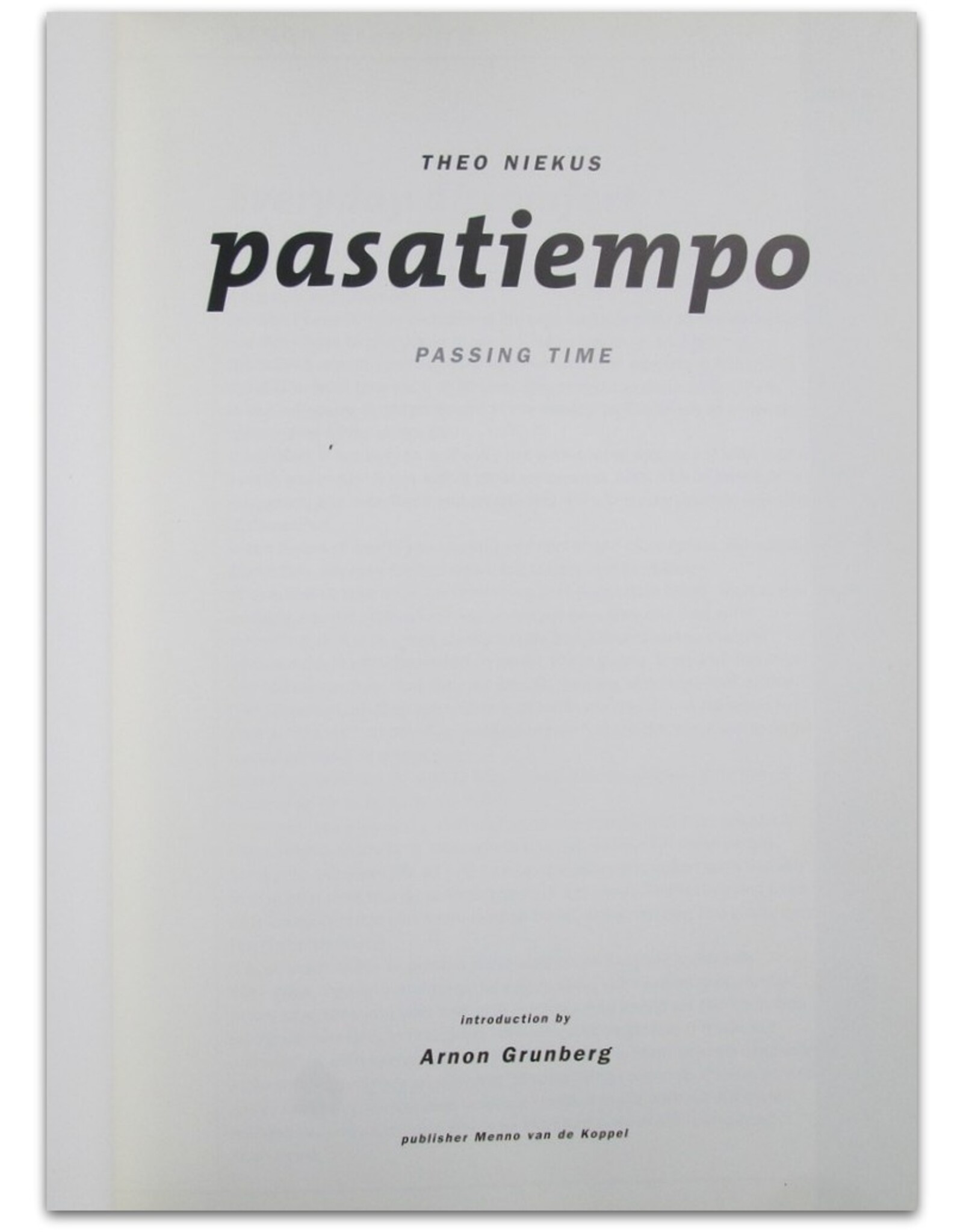 Theo Niekus - Pasatiempo / Passing Time. Introduction by Arnon Grunberg