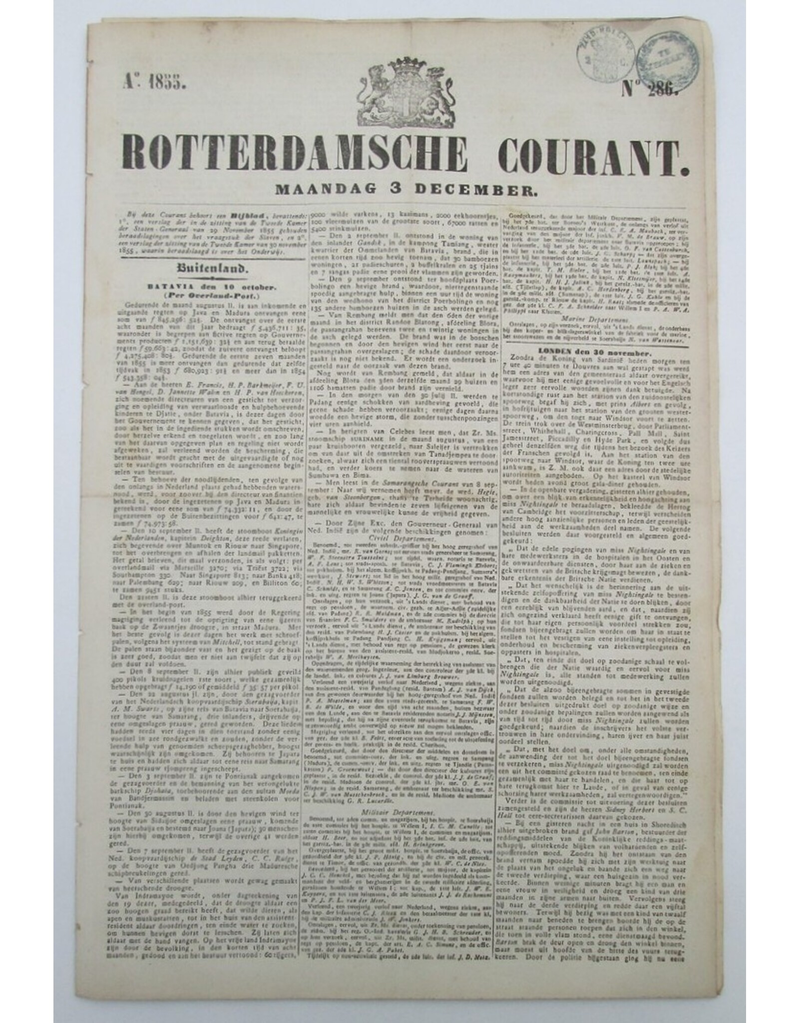 [Reinier & Benjamin Arrenberg] - Rotterdamsche Courant No. 285 t/m 309 [Slavernij]