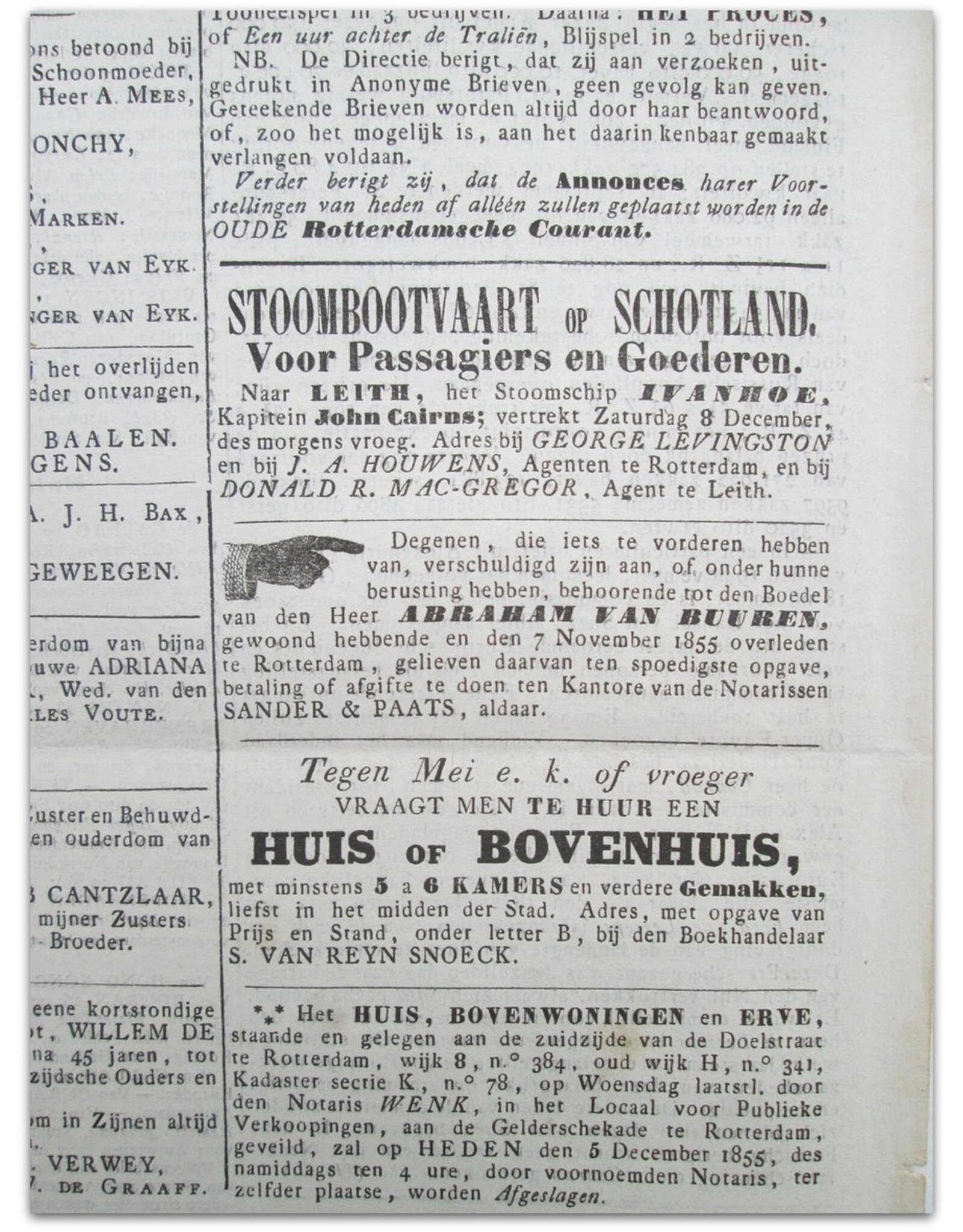 [Reinier & Benjamin Arrenberg] - Rotterdamsche Courant No. 285 to 309 [Slavery]