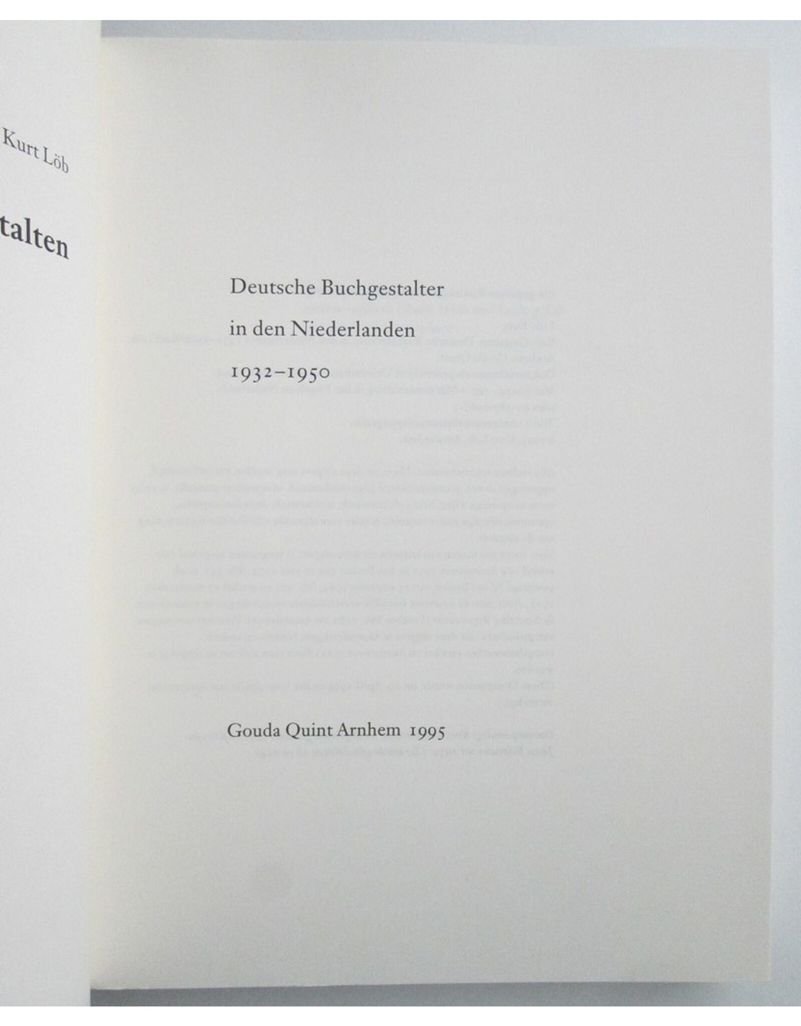 Kurt Löb - Exil-Gestalten. Deutsche Buchgestalter in den Niederlanden 1932-1950