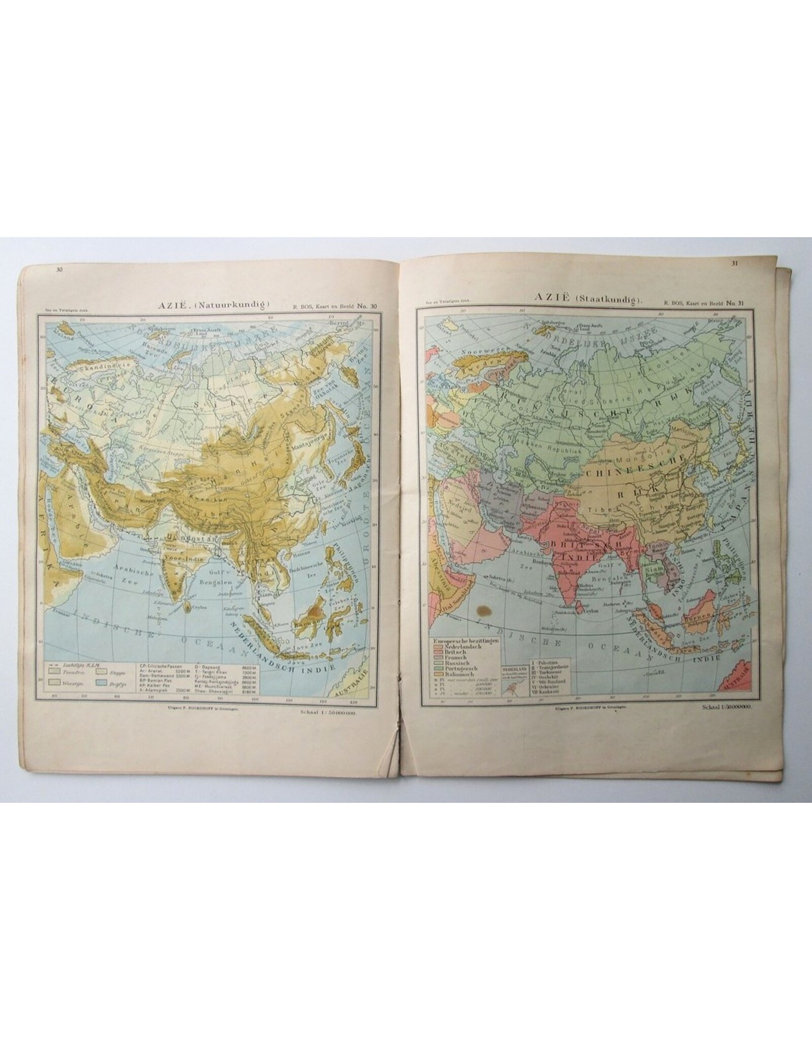 R. Bos - Atlas der geheele aarde in 44 kaarten en vele bijkaarten. Zes en twintigste druk. Herzien door K. Zeeman