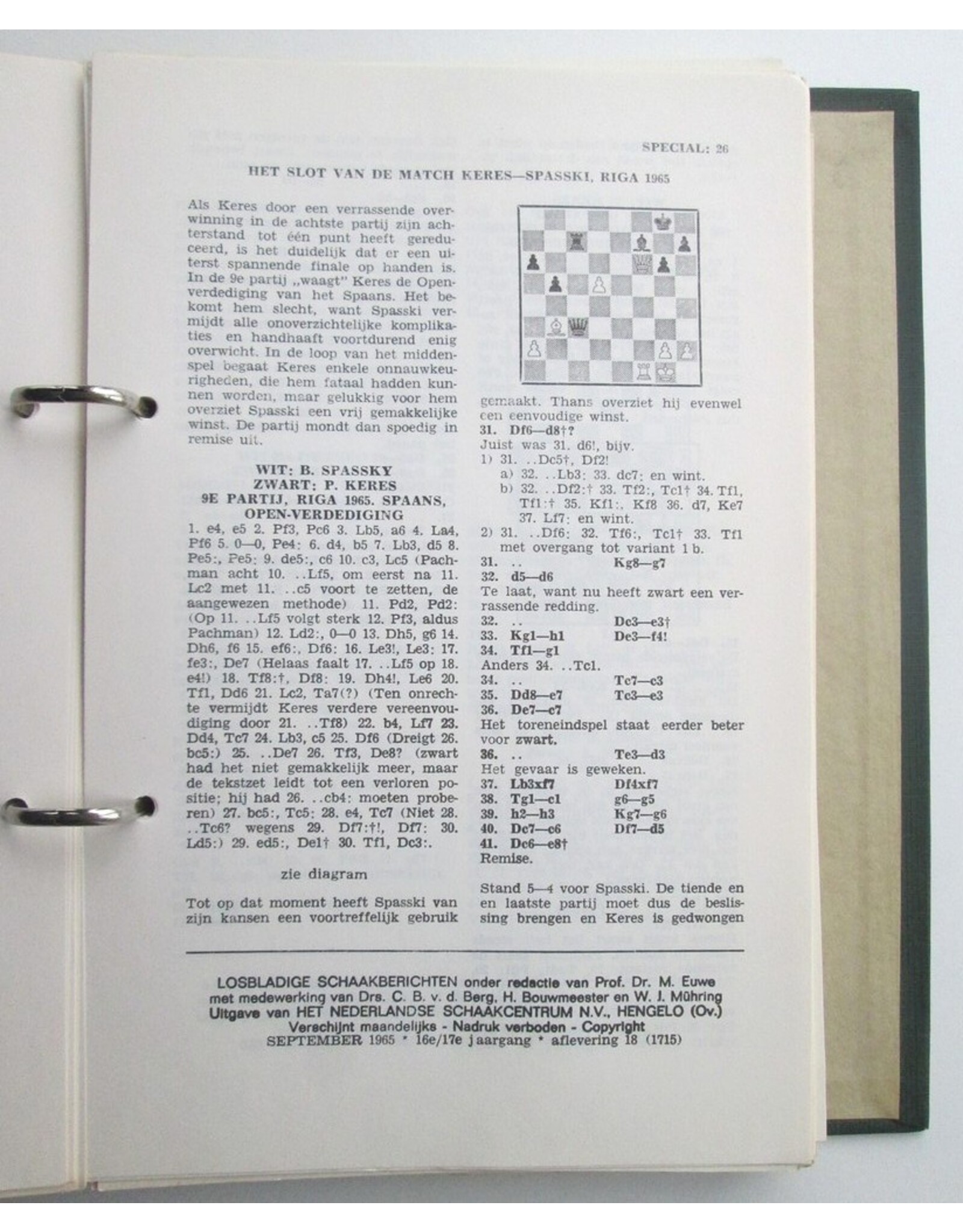 Dr. M. Euwe - Losbladige schaakberichten / Chess Archives / Archives des Echecs