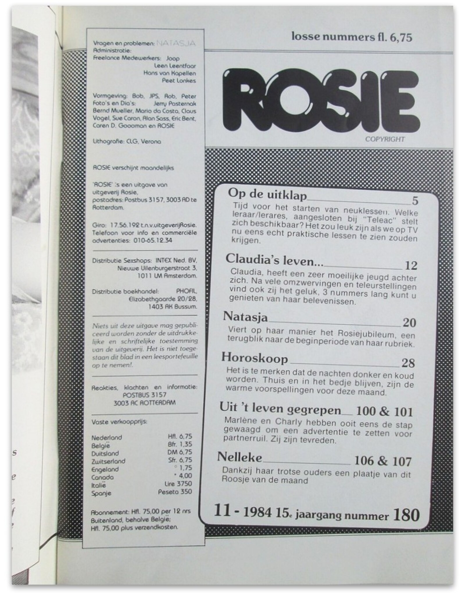 [Redactie] - Rosie nummer 180 - 15e jaargang: Het blad dat kontakten legt!