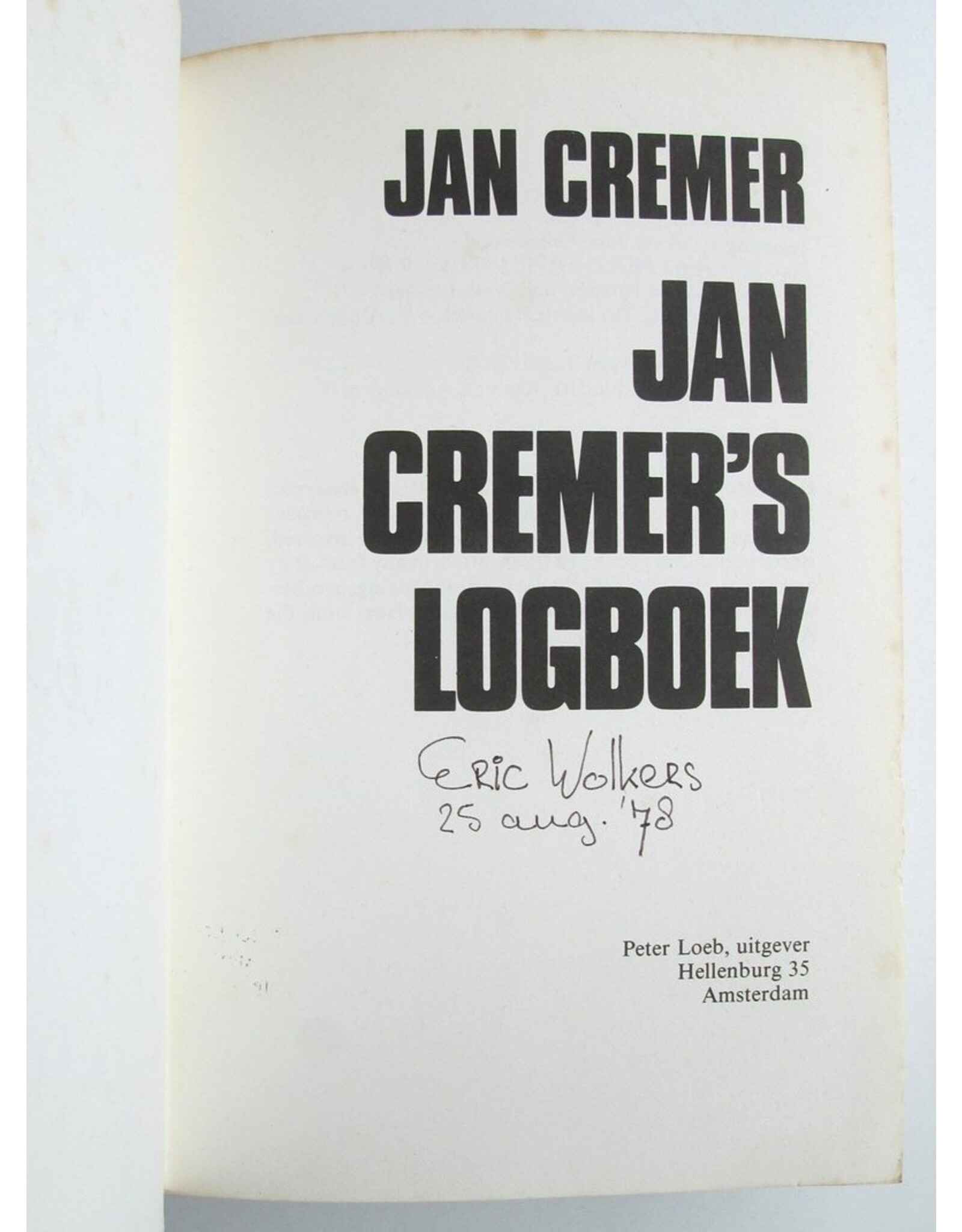 Jan Cremer Jan Cremer's Logboek