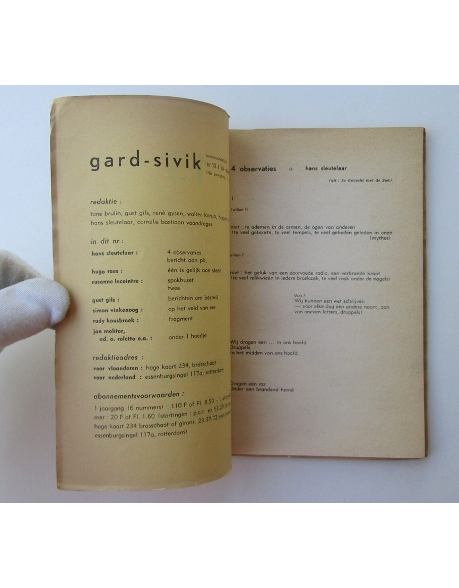 Simon Vinkenoog - Op het veld van eer [in: Gard Sivik 13. 4e jaargang Afl.1]