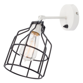 Het Lichtlab Wandlamp No.15 - Wit met Zwarte Kooi