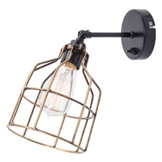 Het Lichtlab Wandlamp No.15 - Zwart met Bronzen Kooi