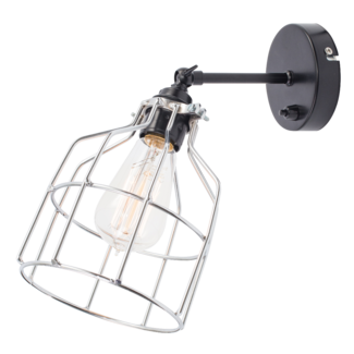 Het Lichtlab Wandlamp No.15 - Zwart met Zilveren Kooi