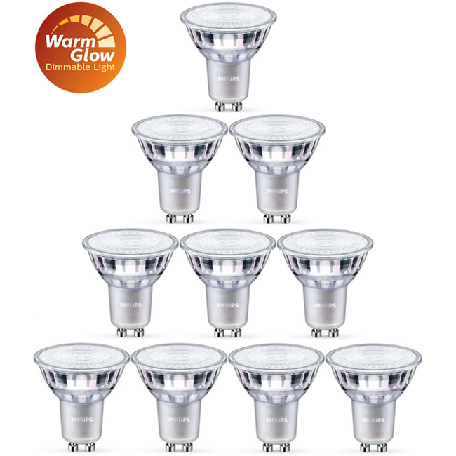 Philips 10 stuks GU10 Led 3,7W 2200-2700K 355lm - Dim to Warm