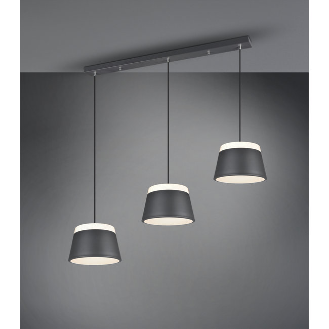 Trio Leuchten Hanglamp Baroness 3L - Antraciet/Wit