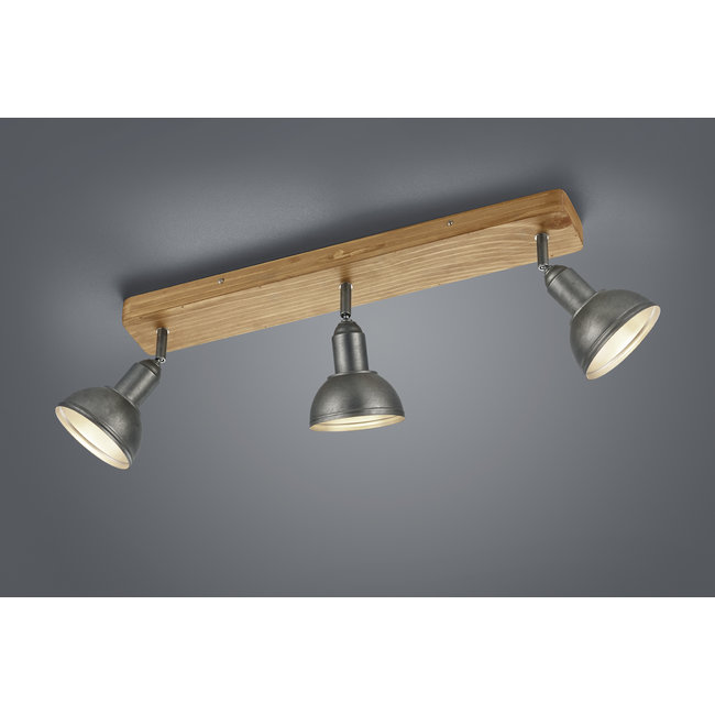 Trio Leuchten Plafondlamp Delhi 3L - Hout/Zilver