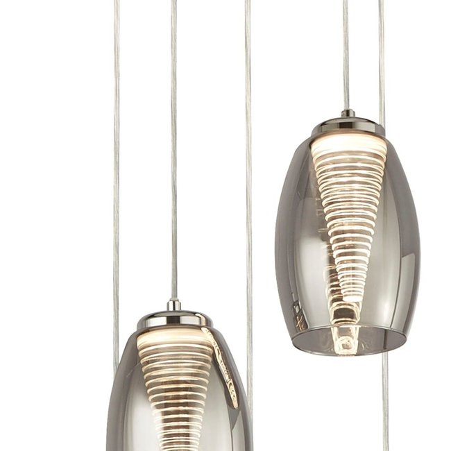 Searchlight Hanglamp Cyclone 5L Vide - Chroom/Smoke