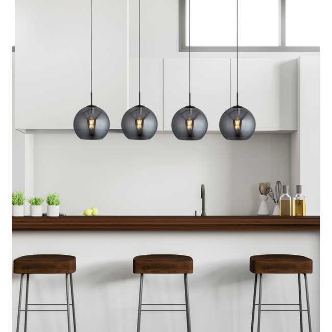 Searchlight Hanglamp Amsterdam 4L - Zwart/Smoke