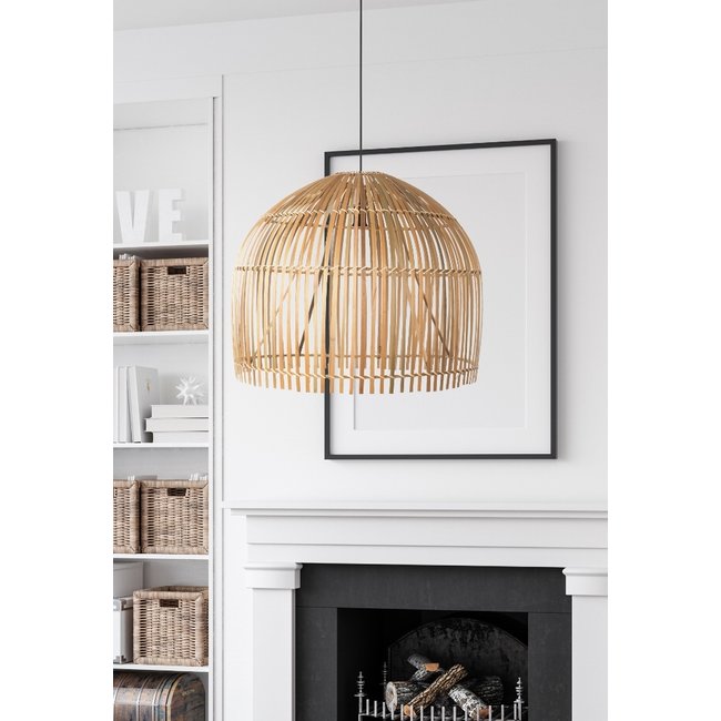 Searchlight Hanglamp Bali Bamboo 60x50cm - Zwart/Rotan