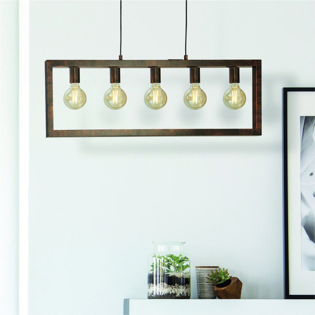 Searchlight Hanglamp Oblong 5L - Roestbruin