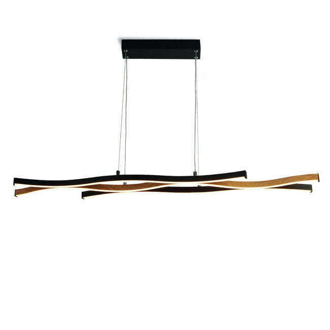 Searchlight Hanglamp Bloom - Zwart/Hout