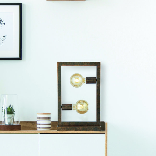 Searchlight Tafellamp Oblong 2L - Roestbruin