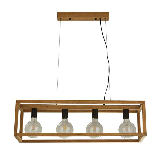 Searchlight Hanglamp Square 4L - Hout/Zwart