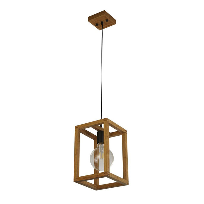 Searchlight Hanglamp Square 1L - Hout/Zwart