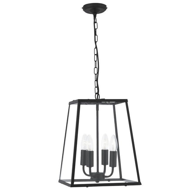 Searchlight Hanglamp Lantern Noir 4L 29x39cm - Zwart
