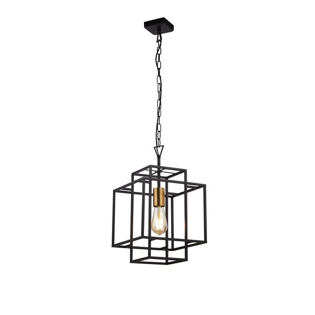 Searchlight Hanglamp Crate 1L - Zwart/Brons