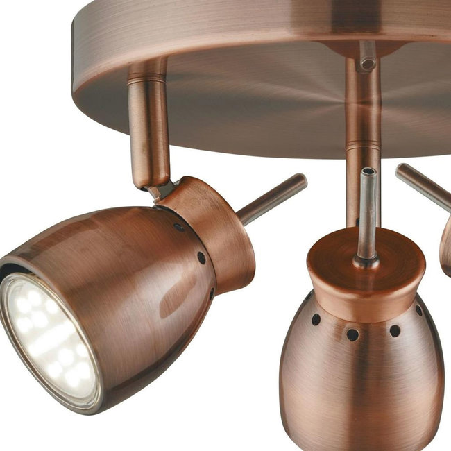 Searchlight Plafondlamp Jupiter 3L - Antiek Koper