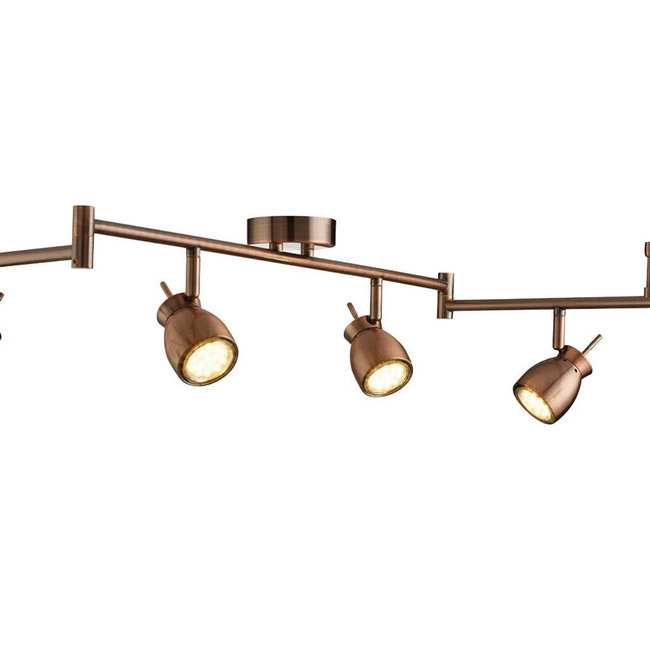 Searchlight Plafondlamp Jupiter 6L - Antiek Koper