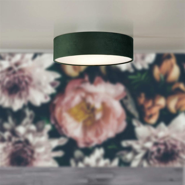 Searchlight Plafondlamp Drum 30cm - Donker Groen