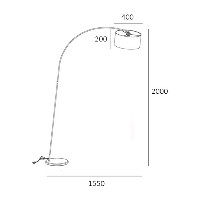Artdelight Vloerlamp Bow - Mat Staal + Kap