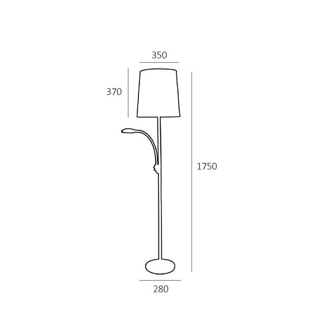 Artdelight Vloerlamp Hugo - Mat Staal + Kap Ecru/Bruin